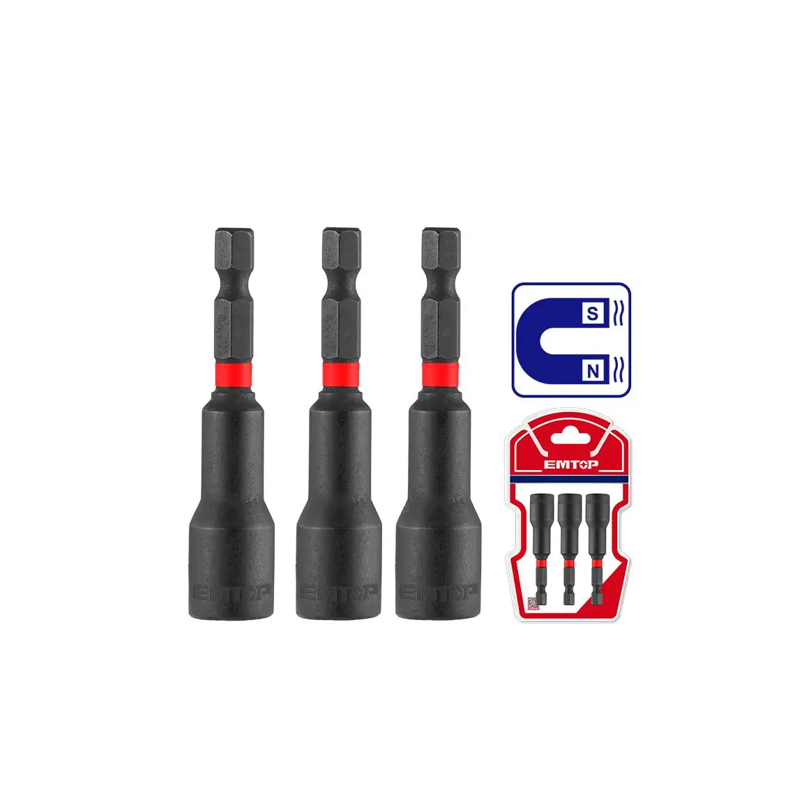 Magnetic impact screwdriver 8 mm 3 Pcs impact magnetic nu
